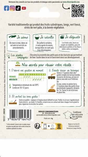 Potagères - Courgette Verte Non Coureuse d'Italie - MEDIA_PACKAGING_VERSO